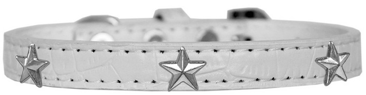 Silver Star Widget Croc Dog Collar White Size 14